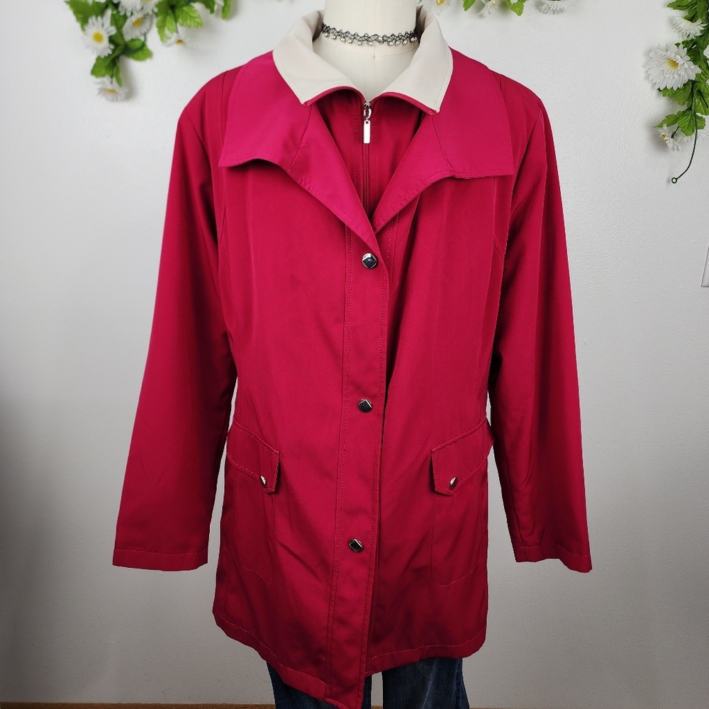 Fleet Street Pink Jacket with Cream Collar Sz 2X